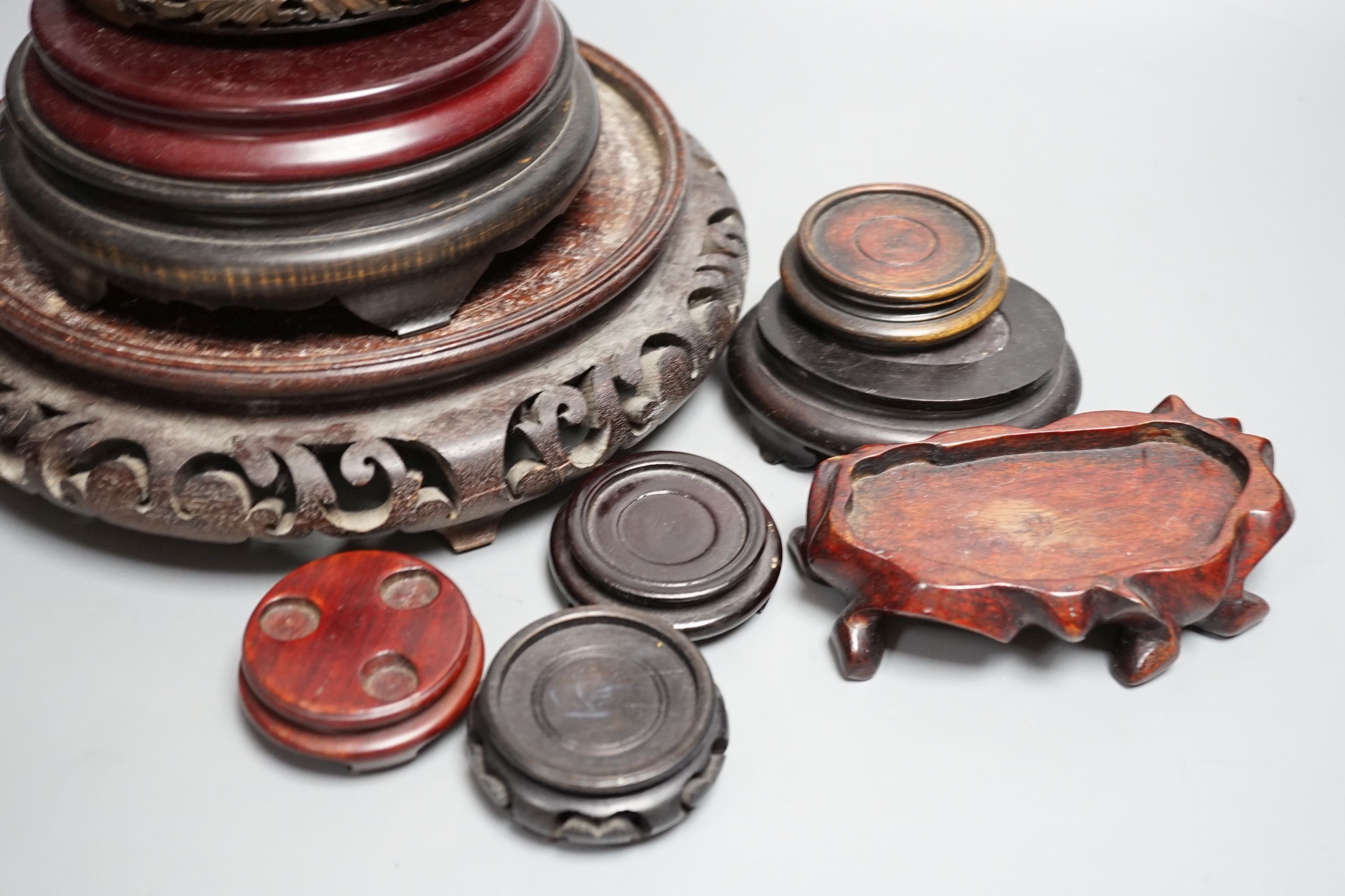 Assorted Chinese wooden stands etc